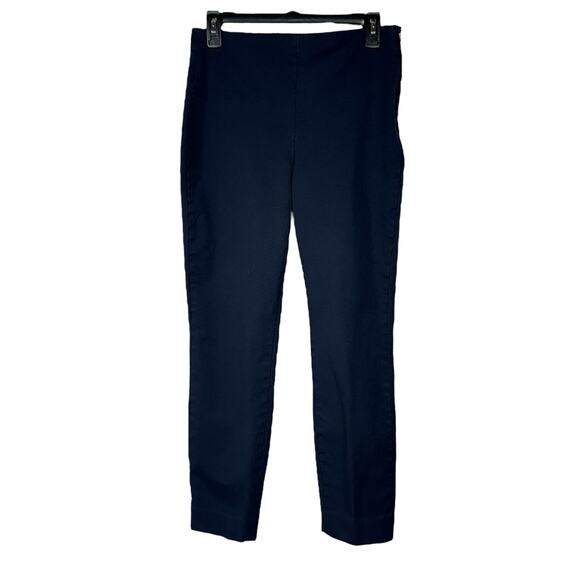 Everlane SZ 8 Dress Pants Flat Front Side Zip Elastic Waist Mid-Rise Navy Blue - Picture 1 of 8